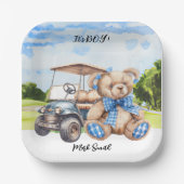 Golf Teddy Bear It's Boy for Baby Shower Pappteller (Vorderseite)