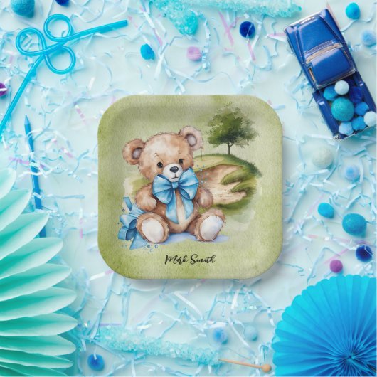 Golf Teddy Bear It's Boy for Baby Shower Pappteller (Party)