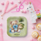 Golf Teddy Bear It's Boy for Baby Shower Pappteller (Party)