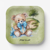 Golf Teddy Bear It's Boy for Baby Shower Pappteller (Vorderseite)