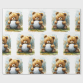 Golf-Teddybär hält Golfball Geschenkpapier (Flach)