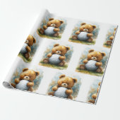 Golf-Teddybär hält Golfball Geschenkpapier (Ungerollt)