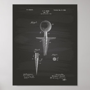 Golf Tee 1899 Patent Kunst - Tafelbild Poster