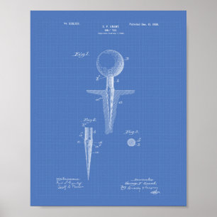 Golf Tee 1899 Patentzeichnung - Blaupause Poster