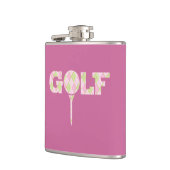 Golf Tee Logo Raute Rosa Damen karierter Name Flachmann (Links)