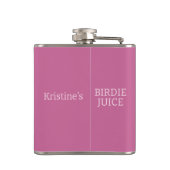 Golf Tee Logo Raute Rosa Damen karierter Name Flachmann (Rückseite)