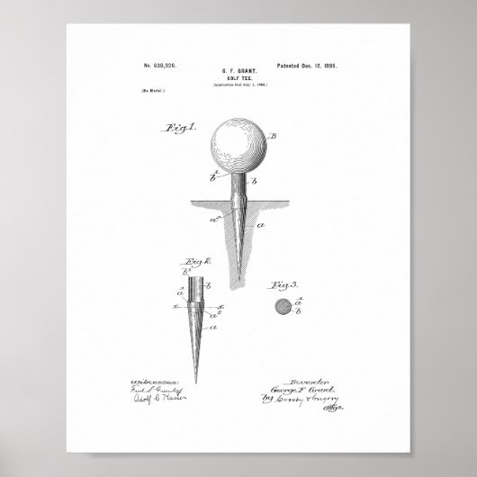 Golf-Tee-Patent Poster (Vorne)
