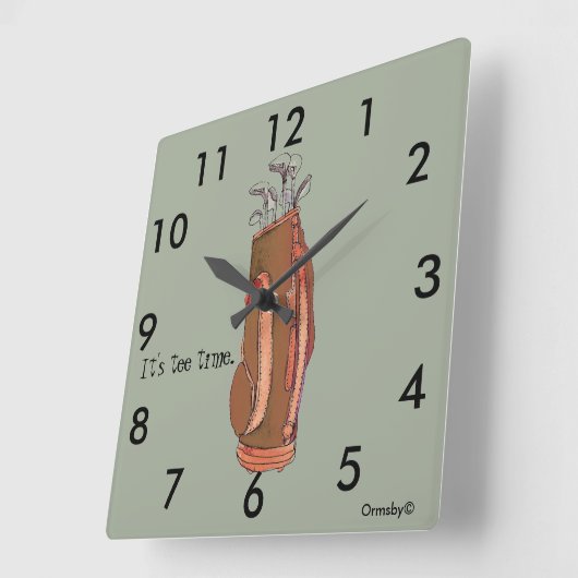 Golf Tee Time Square Wall Uhr (Winkel)