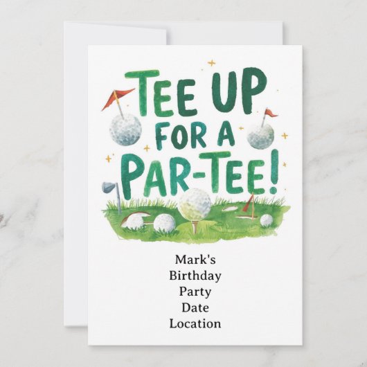 Golf tee up for Par Tee Golfer Party  Einladung (Vorderseite)