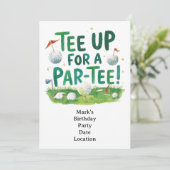 Golf tee up for Par Tee Golfer Party  Einladung (Stehend Vorderseite)