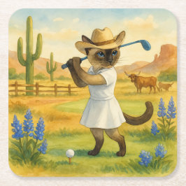Golf Texas Birthday Themed for Cat Lovers  Rechteckiger Pappuntersetzer