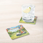 Golf Texas Thema für Cat Lovers Square Paper Co Rechteckiger Pappuntersetzer (Vor Ort)