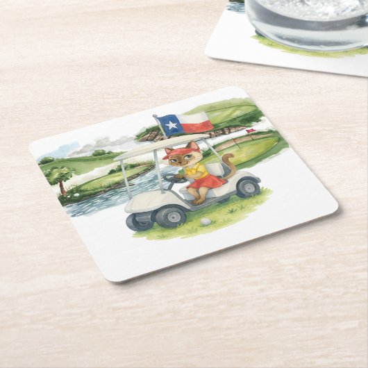 Golf Texas Thema für Katzen Liebhaber Rechteckiger Pappuntersetzer (angewinkelt)