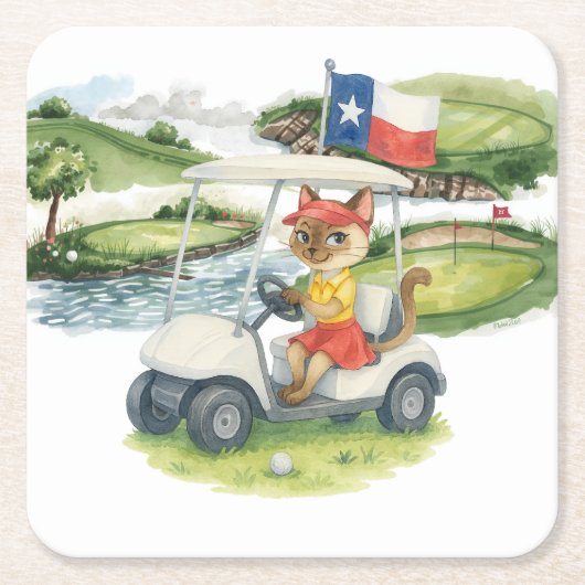 Golf Texas Thema für Katzen Liebhaber Rechteckiger Pappuntersetzer (Vorderseite)