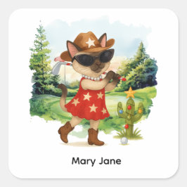 Golf Texas zum Thema für Cat-Liebhaber Quadratischer Aufkleber