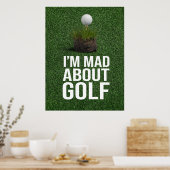 Golf Text bin ich und über Golf auf grünem Gras Poster (Küche)