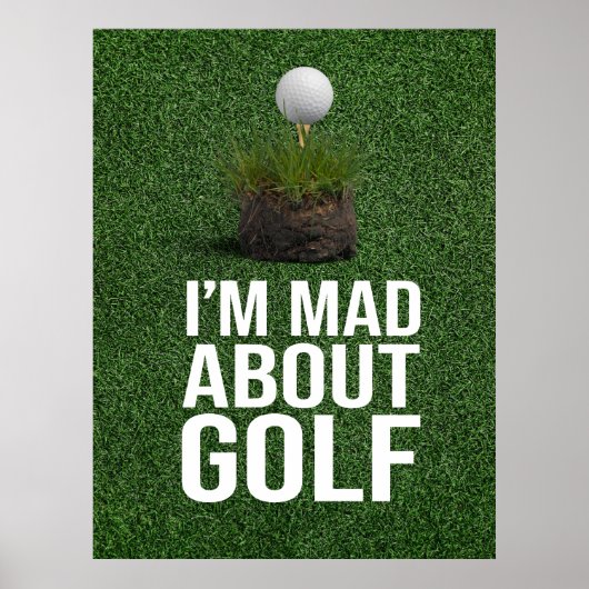Golf Text bin ich und über Golf auf grünem Gras Poster (Vorne)