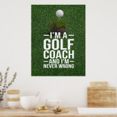 Golf-Text Ich bin Golf-Coach  Poster (Küche)
