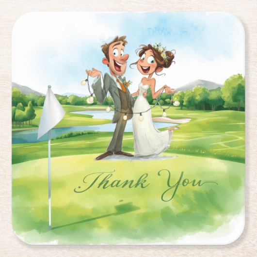 Golf Thank You Coaster | Elegant Golf Course  Rechteckiger Pappuntersetzer (Vorderseite)