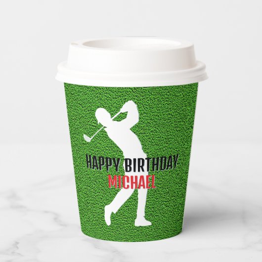 Golf-Thema 50. Geburtstag Pappbecher (Rückseite)