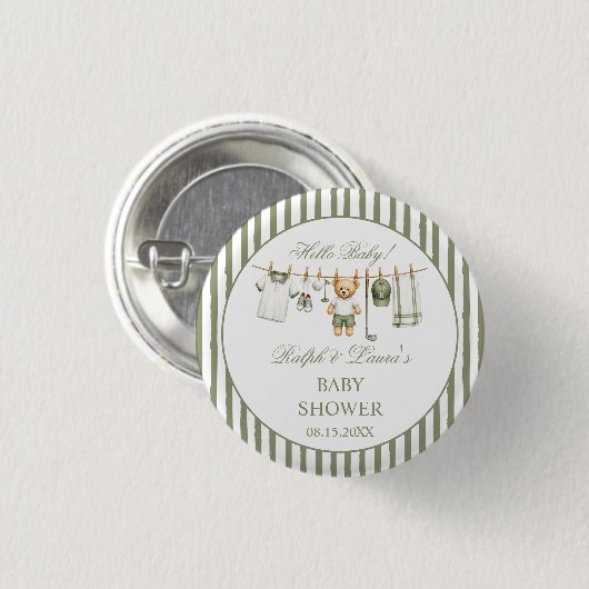 Golf Thema Bär Baby Shower Button (Vorne & Hinten)
