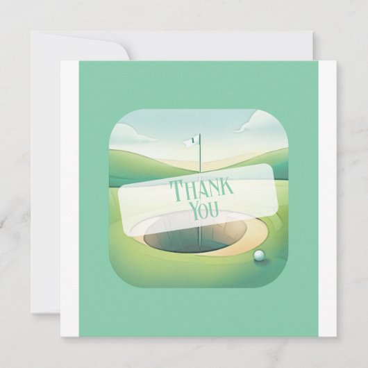 Golf Thema Danke Karte | Flat Option (Vorderseite)