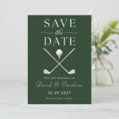 Golf-Thema Dunkelgrüne einfache moderne Hochzeit Save The Date (Stehend Vorderseite)