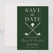 Golf-Thema Dunkelgrüne einfache moderne Hochzeit Save The Date (Vorne/Hinten)