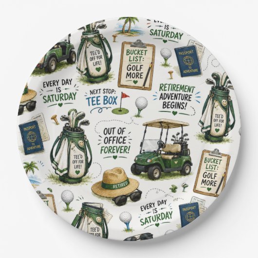 Golf-Thema für Golfer-Ruhestandsfeier Pappteller (Vorderseite)