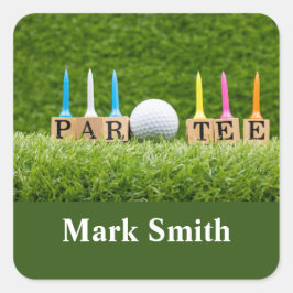 Golf-Thema für Let's Par tee für Golfer-Party Quadratischer Aufkleber