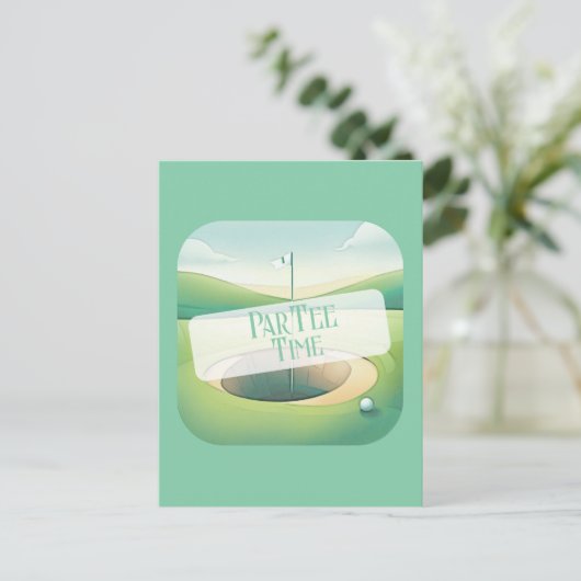 Golf Thema Geburtstag Einladung Postkarte (Stehend Vorderseite)