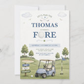 Golf-Thema-Junge 4. Geburtstag Einladung (Vorderseite)
