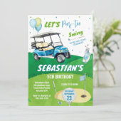 Golf Theme Birthday Party Einladung (Stehend Vorderseite)