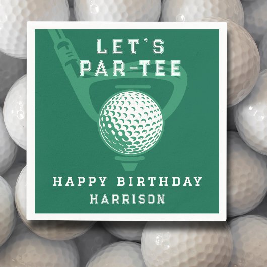 Golf Theme Birthday Party Name Modern Green Serviette