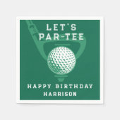 Golf Theme Birthday Party Name Modern Green Serviette (Vorderseite)