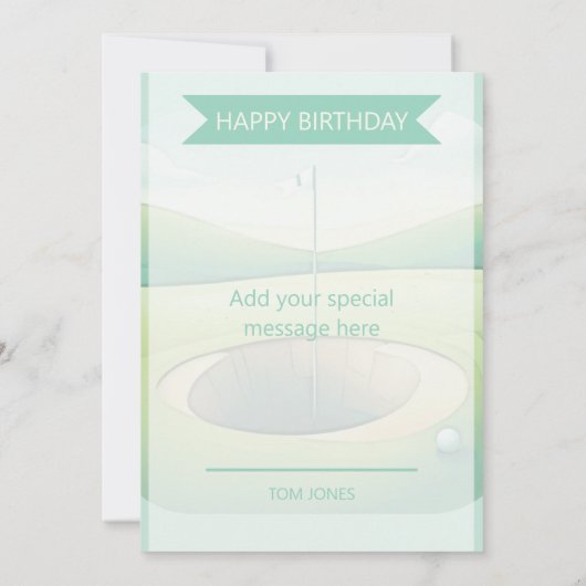 Golf Theme Custom Birthday Card | Flat Option (Rückseite)