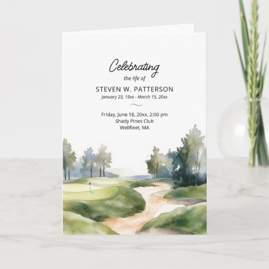Golf Theme, Foto, Beerdigung des Lebens Programm (Vorderseite)