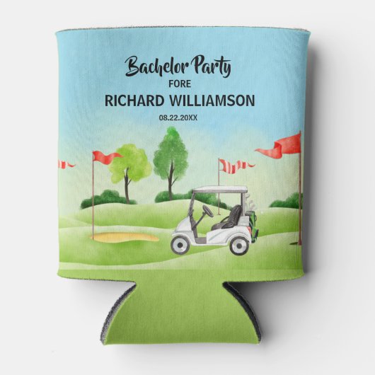 Golf-Theme für Männer Bachelor-Party - Datum Dosenkühler (Vorderseite)