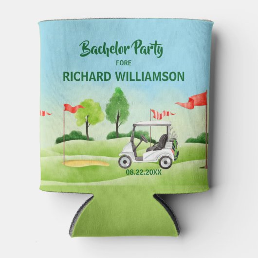 Golf-Theme für Männer Bachelor-Party - Datum Dosenkühler (Vorderseite)