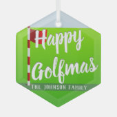 Golf Theme Happy Golfmas Glas Ornament (Vorderseite)
