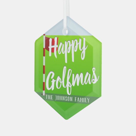 Golf Theme Happy Golfmas Glas Ornament Ornament Aus Glas (Vorderseite Links)