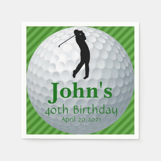 Golf Theme Man's Birthday Personalisiert Napkin Serviette (Vorderseite)