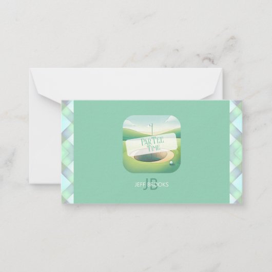 Golf Theme Monogram Note Card | Flat Option Mitteilungskarte (Vorderseite)