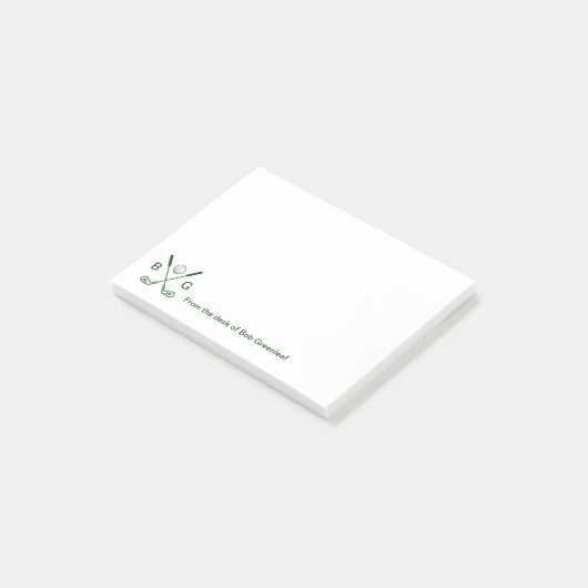 Golf Theme Monogram Post-it Klebezettel (angewinkelt)