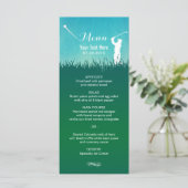 Golf-Theme Party Blue Sky & Green Grass Menükarte (Stehend Vorderseite)