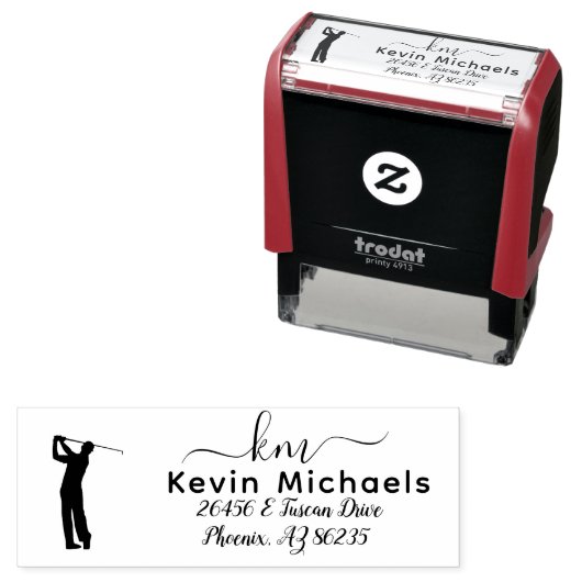 GOLF Theme Personalisiert Monogram Permastempel (Beispiel)
