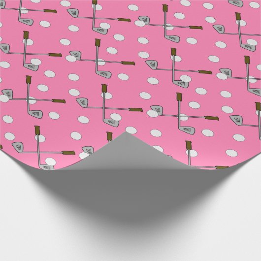 Golf Theme Pink Wrapping Paper Geschenkpapier (Ecke)