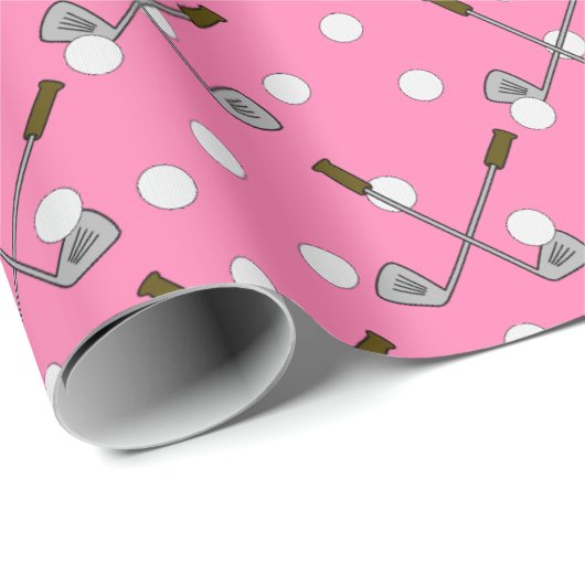 Golf Theme Pink Wrapping Paper Geschenkpapier (Rolleneckpunkt)