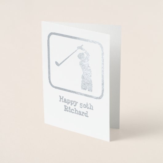 Golf Theme Silver Graphic mit benutzerdefiniertem Folienkarte (Vorderseite)