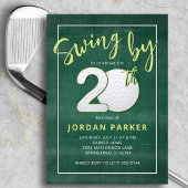 Golf Theme Swing By 20th Birthday Stylish Green Einladung